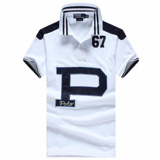 Ralph Lauren Flag White Navyblue Polo T-Shirt - Obeezi