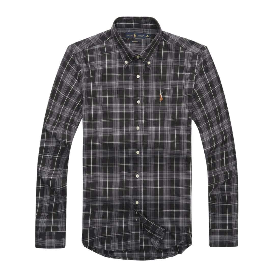 Ralph Lauren Long sleeve Button-Down Crest logo Dark Purple Longsleeve Shirt - Obeezi