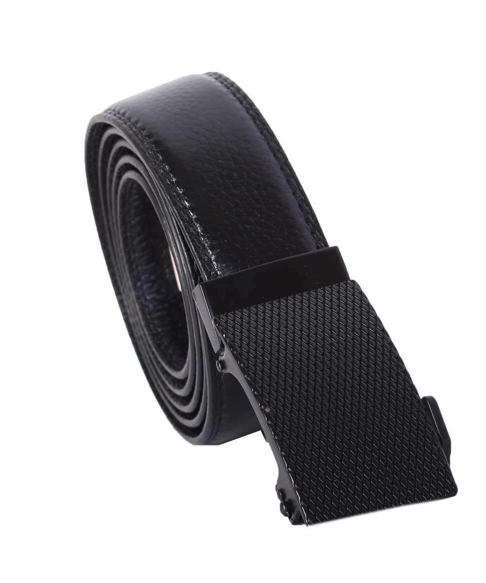 Ratchet Bulliant Black Leather Belt for Men - Obeezi.com