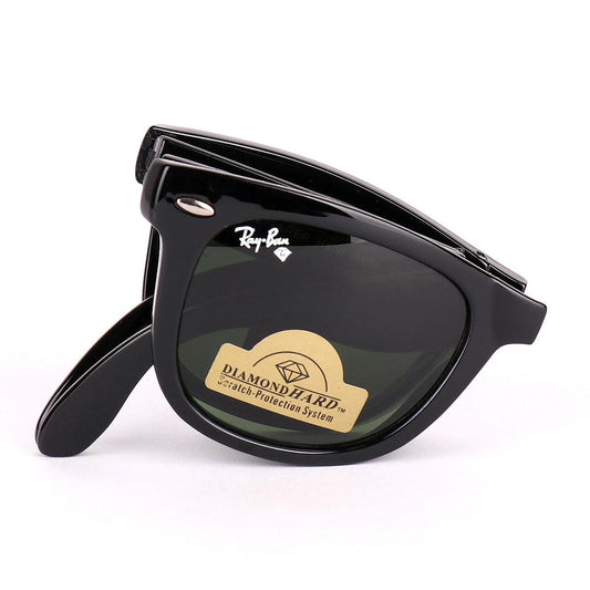 Ray-Ban 4105 Foldable Wayfarer Black With Green Lens Sunglasses - Obeezi.com