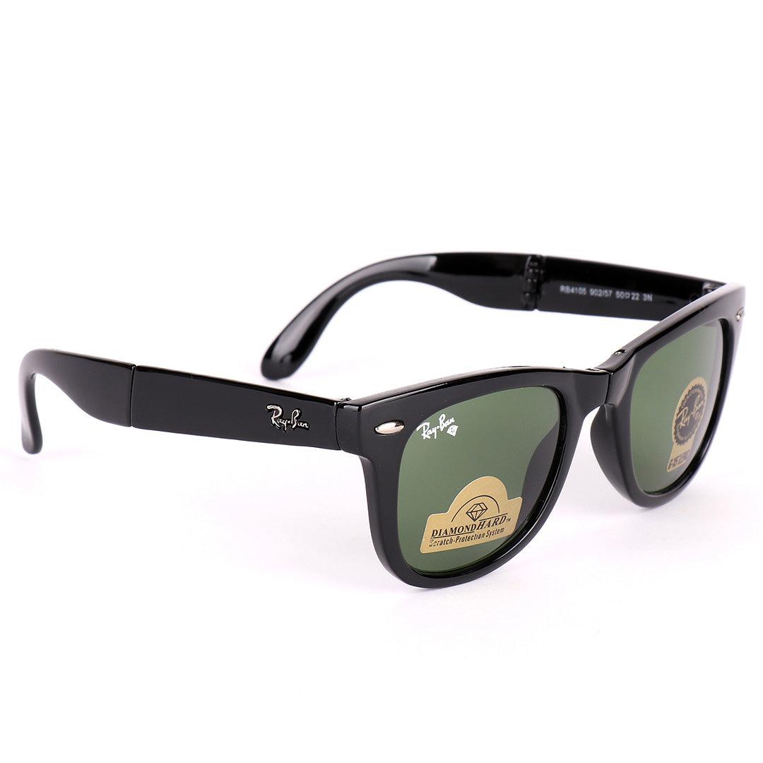 Ray-Ban 4105 Foldable Wayfarer Black With Green Lens Sunglasses - Obeezi.com