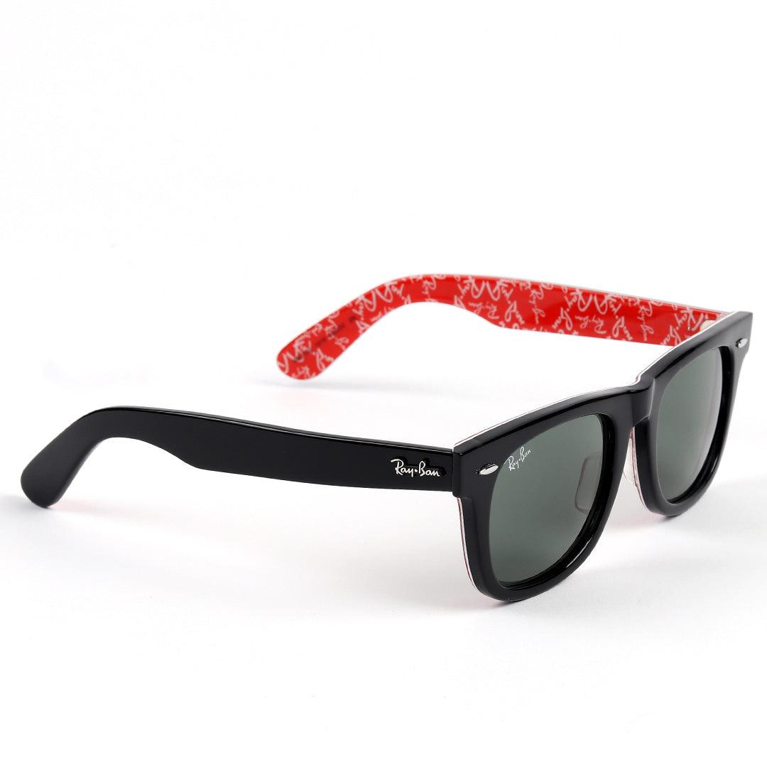 Ray-Ban All Black Wayfarer Full Red Signature Scripted Sunglasses - Obeezi.com