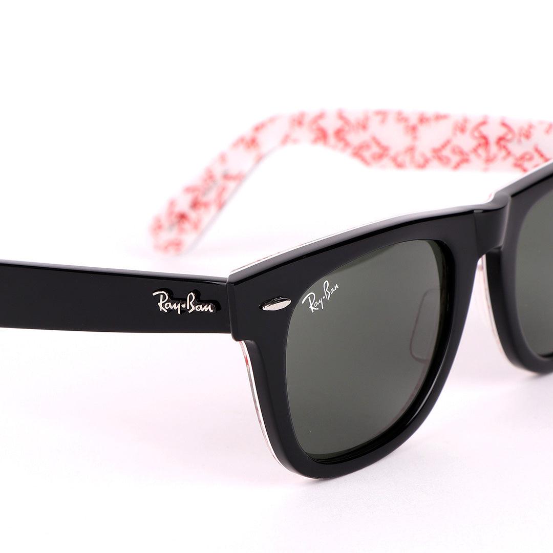 Ray-Ban All Black Wayfarer Red Signature Scripted Sunglasses - Obeezi.com