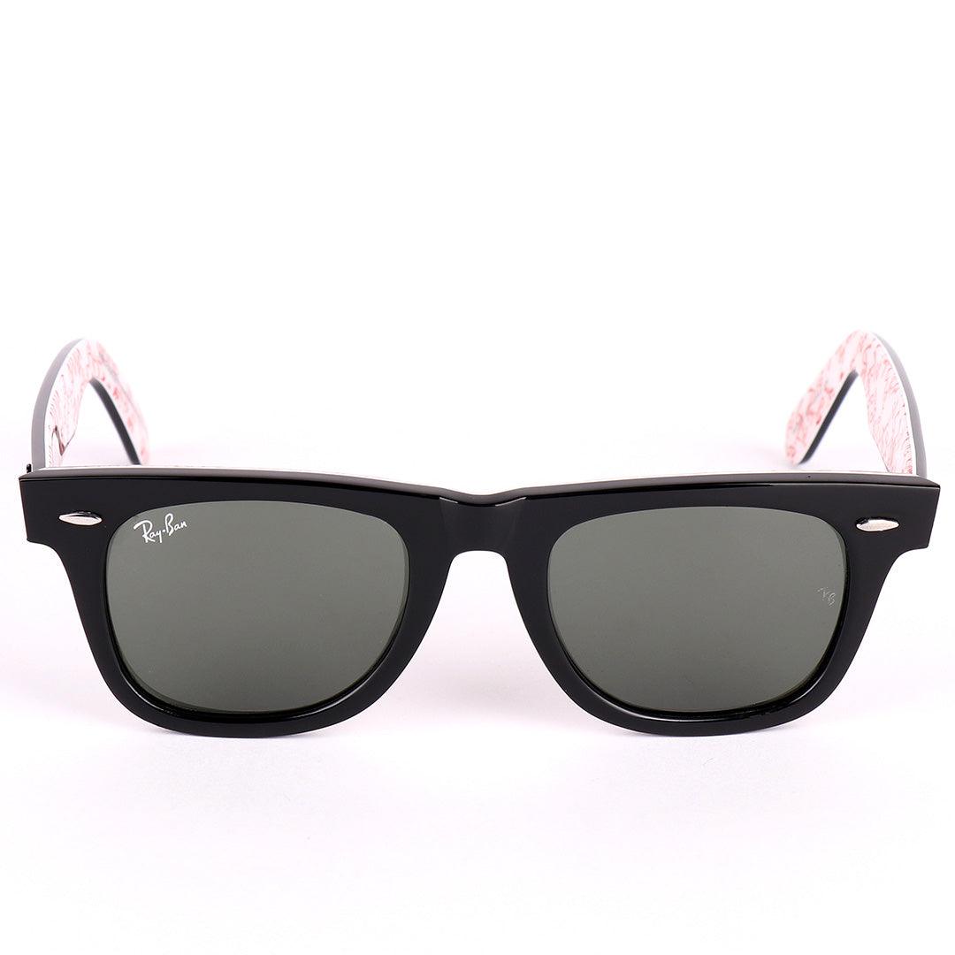 Ray-Ban All Black Wayfarer Red Signature Scripted Sunglasses - Obeezi.com