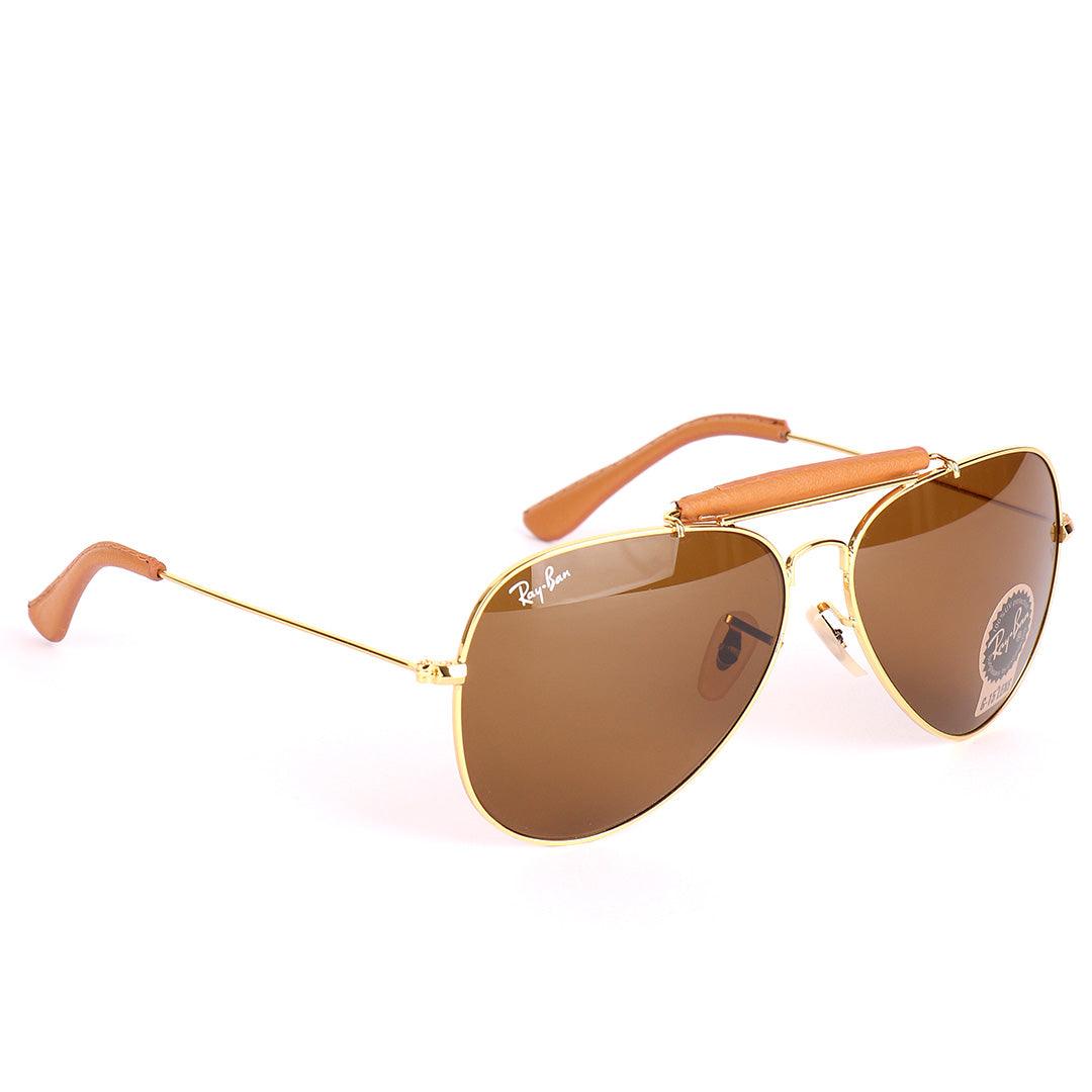 Ray-Ban Classic Aviator G-15 Gold And Brown Sunglasses - Obeezi.com