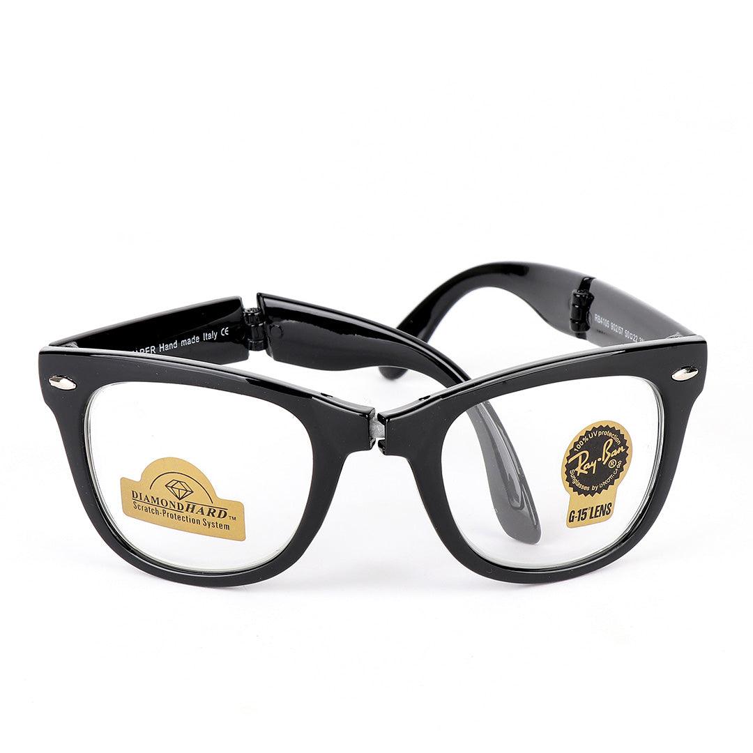 Ray-Ban Foldable Wayfarer Black And Transparent Lens Sunglasses - Obeezi.com