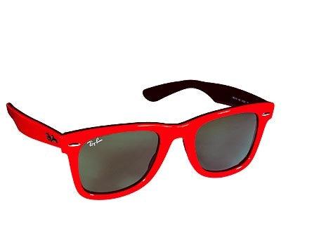 Ray Ban RB2140 Wayfarer Sunglasses Red Frame Crystal Green Polar - Obeezi.com