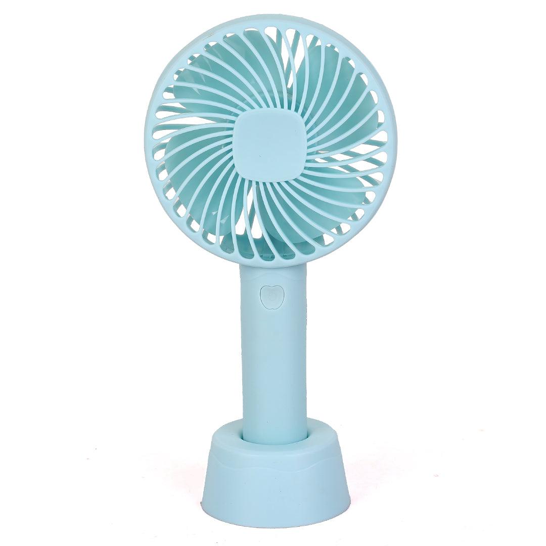 Rechargeable Mini Usb Hand Fan + Base + Battery- Sky Blue - Obeezi.com
