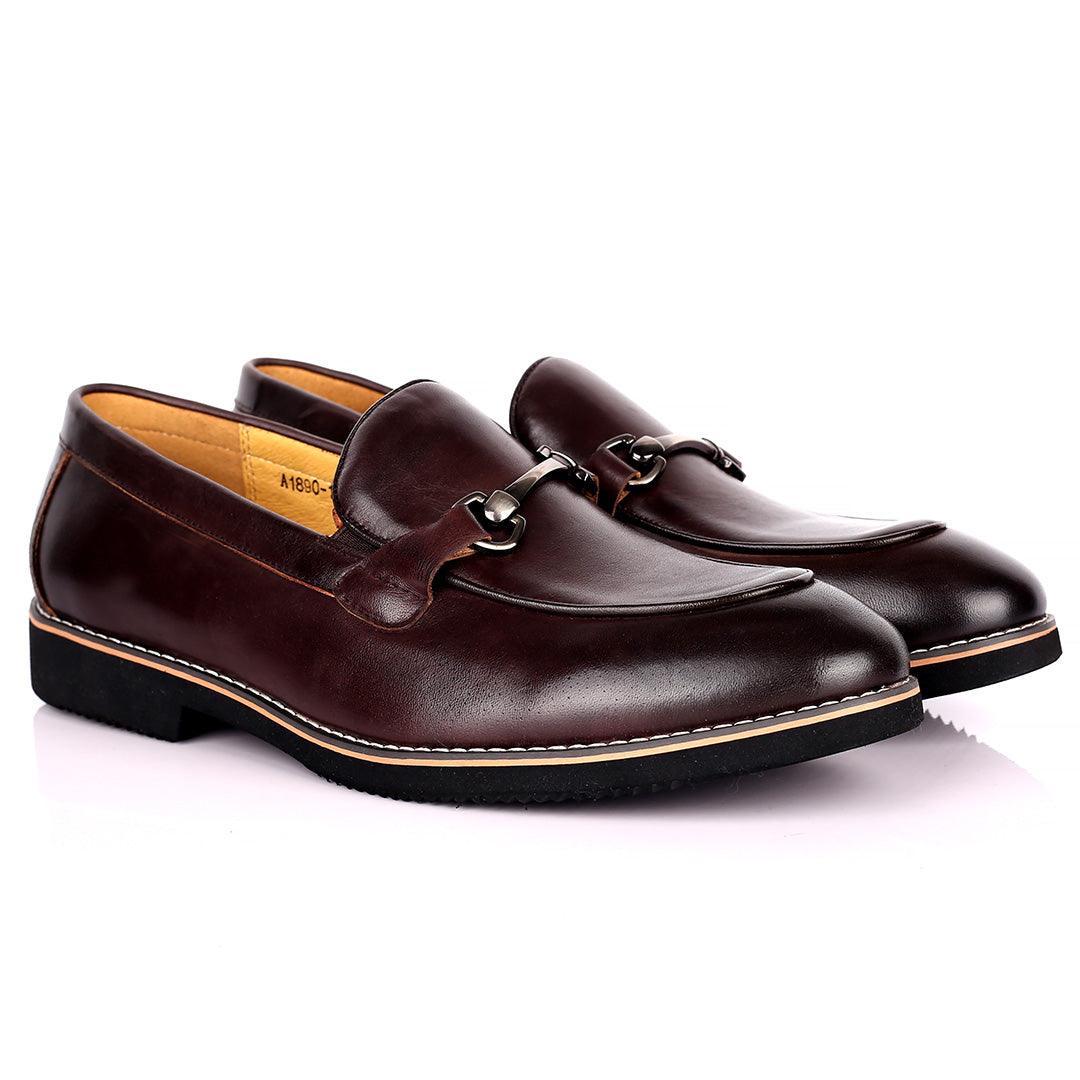 Renato Bulbecc Single Chain Designed Men's Shoes-Coffee - Obeezi.com