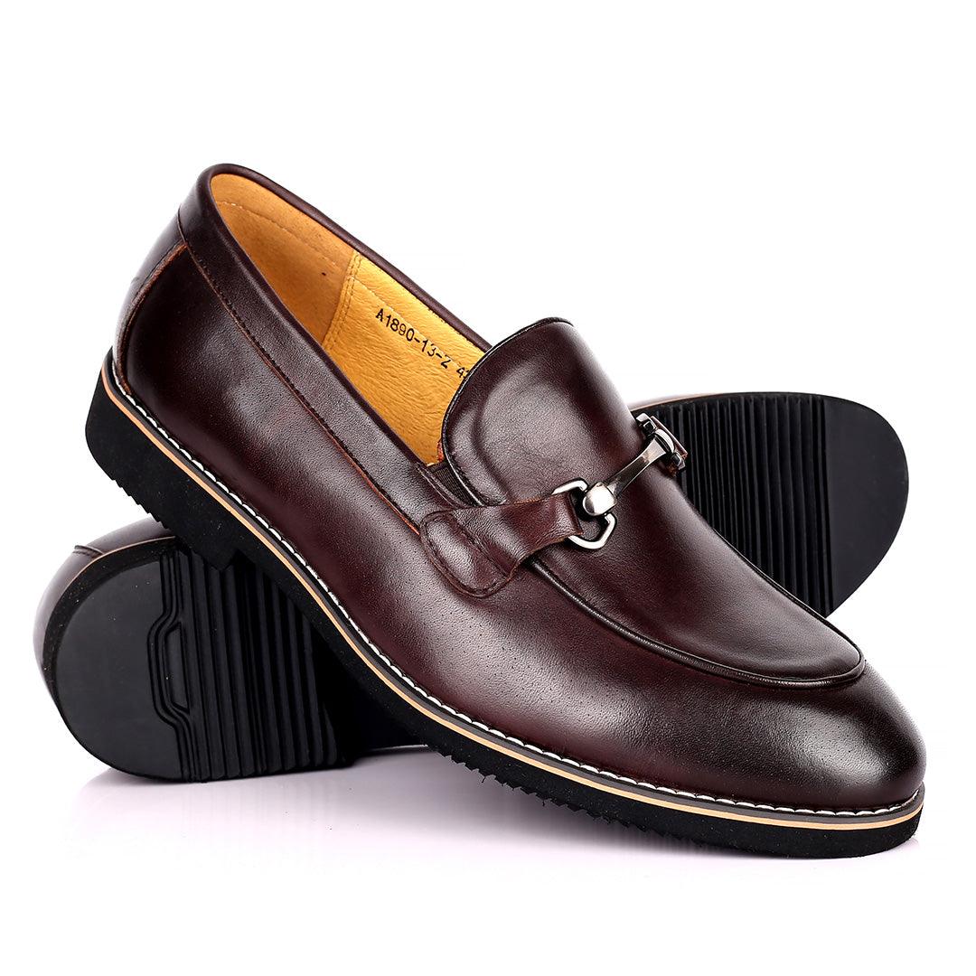 Renato Bulbecc Single Chain Designed Men's Shoes-Coffee - Obeezi.com