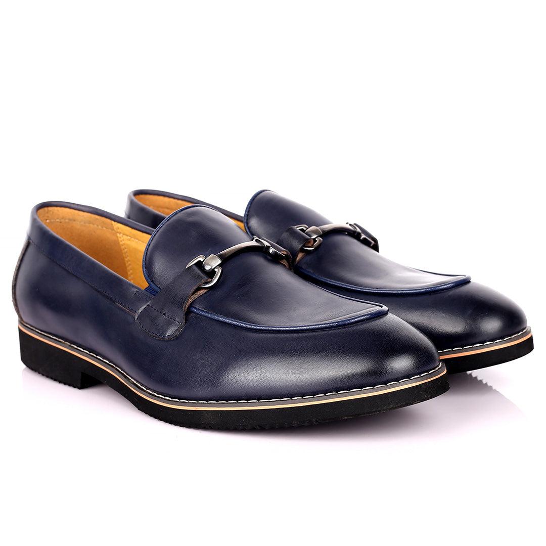 Renato Bulbecc Single Chain Designed Men's Shoes-Navy Blue - Obeezi.com