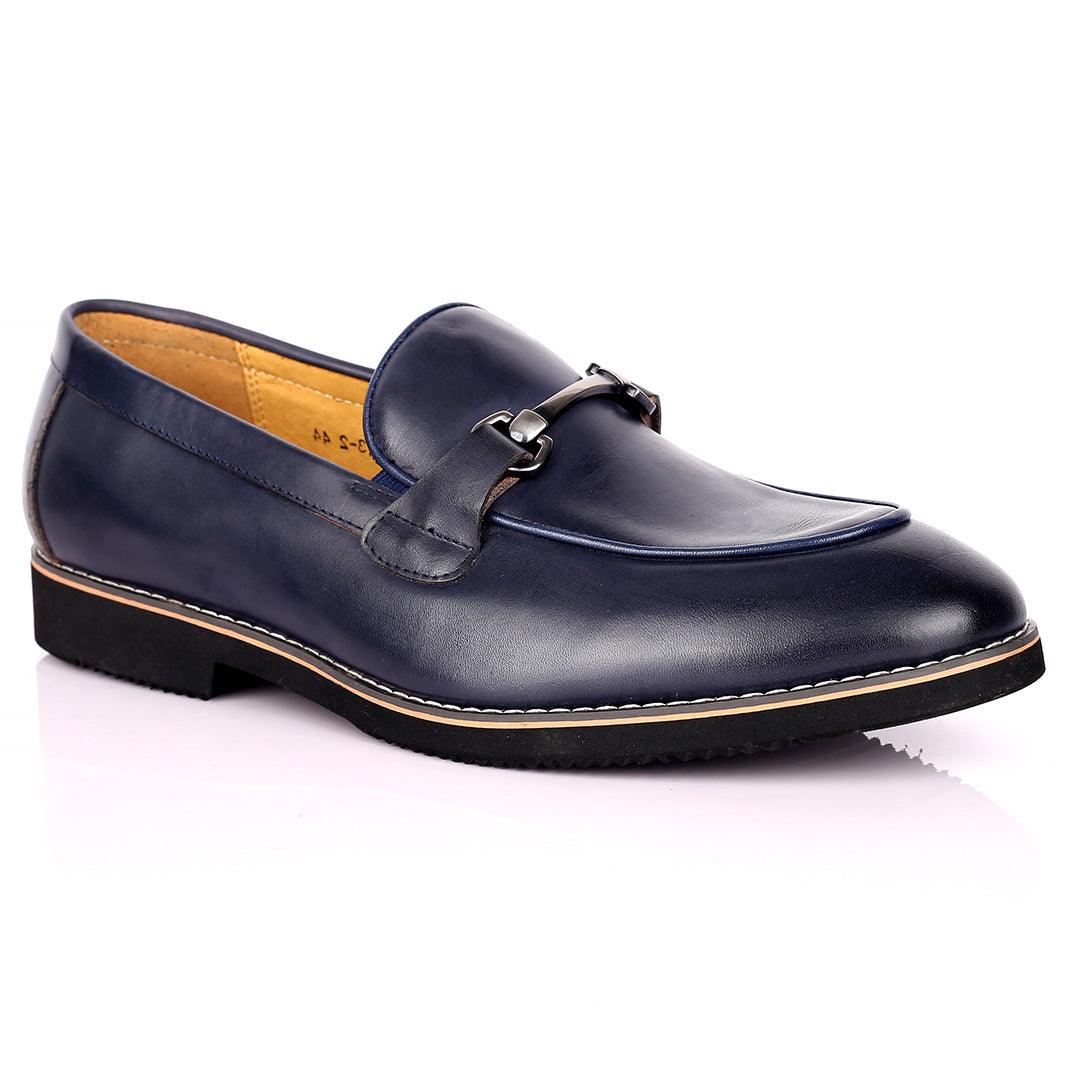 Renato Bulbecc Single Chain Designed Men's Shoes-Navy Blue - Obeezi.com