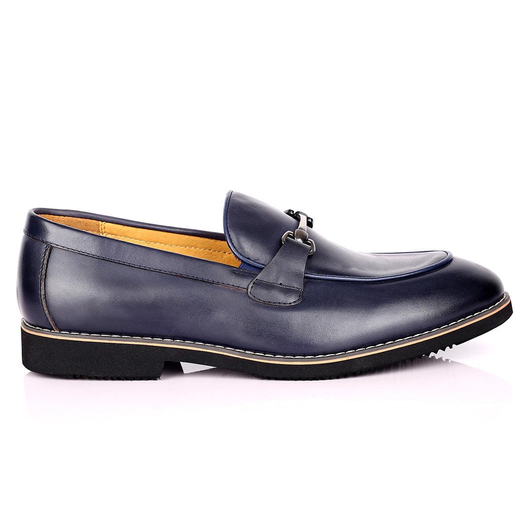 Renato Bulbecc Single Chain Designed Men's Shoes-Navy Blue - Obeezi.com