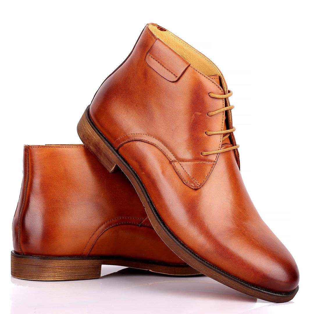 Renato Dulbecc Brown High Ankle Lace Up Formal Shoe - Obeezi.com