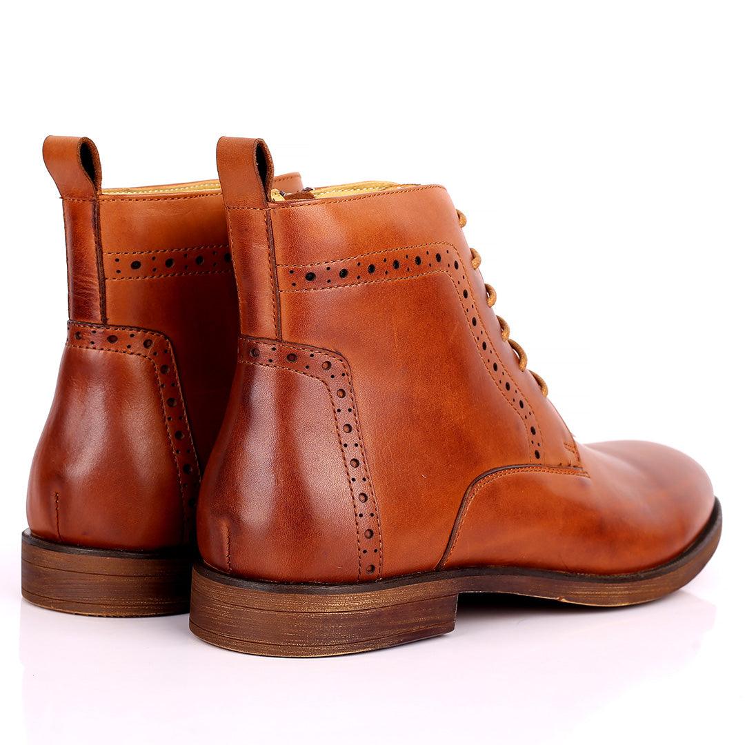 Renato Dulbecc High Ankle Perforated Lace Up Brown Formal Shoe - Obeezi.com
