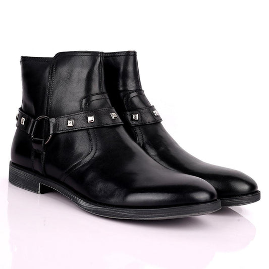 Renato Dulbecc High Ankle Shoe With Belt and Silver Design Formal Shoe - Obeezi.com