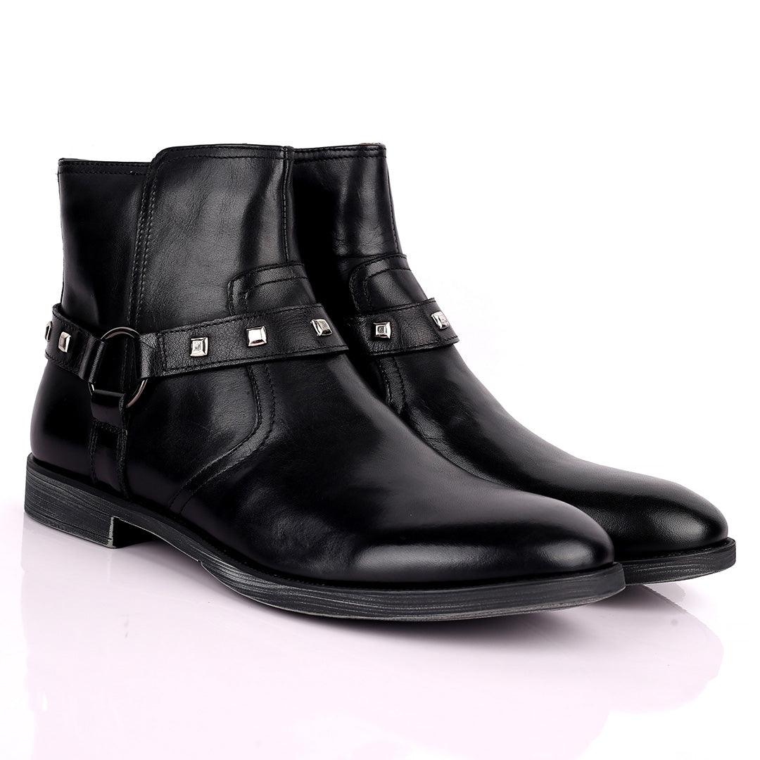 Renato Dulbecc High Ankle Shoe With Belt and Silver Design Formal Shoe - Obeezi.com