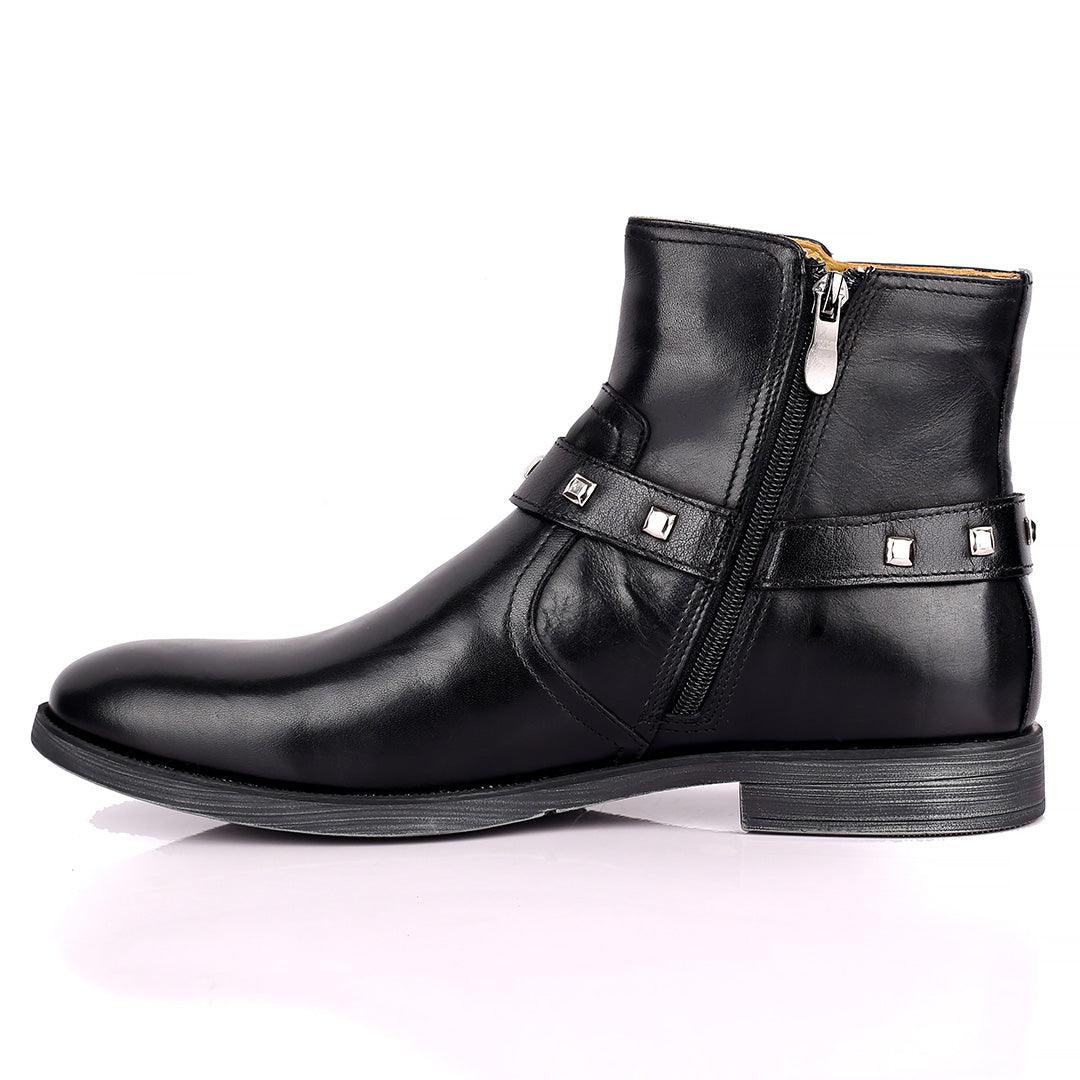 Renato Dulbecc High Ankle Shoe With Belt and Silver Design Formal Shoe - Obeezi.com