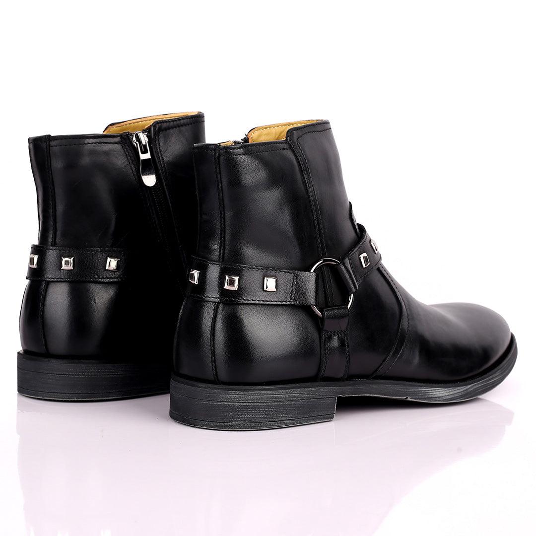 Renato Dulbecc High Ankle Shoe With Belt and Silver Design Formal Shoe - Obeezi.com