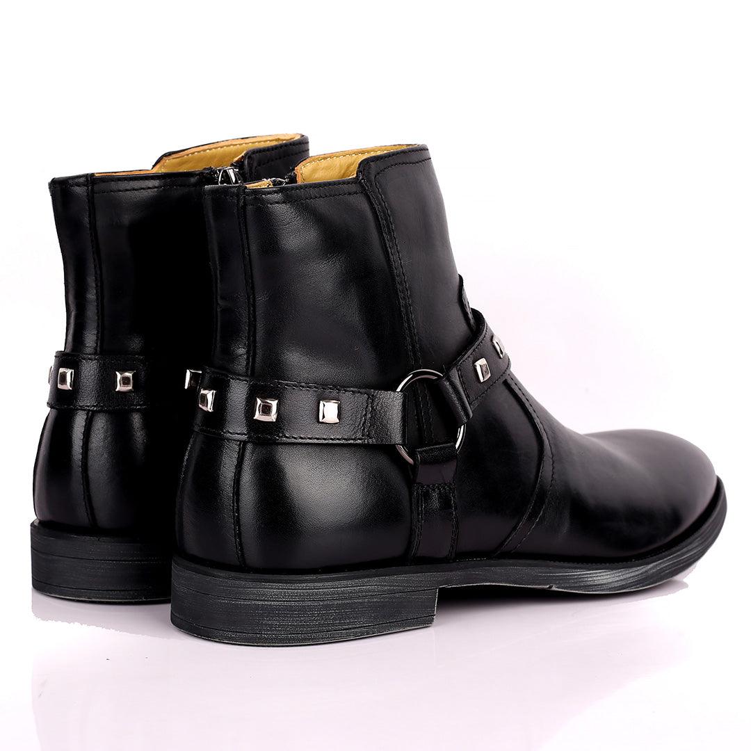 Renato Dulbecc High Ankle Shoe With Belt and Silver Design Formal Shoe - Obeezi.com