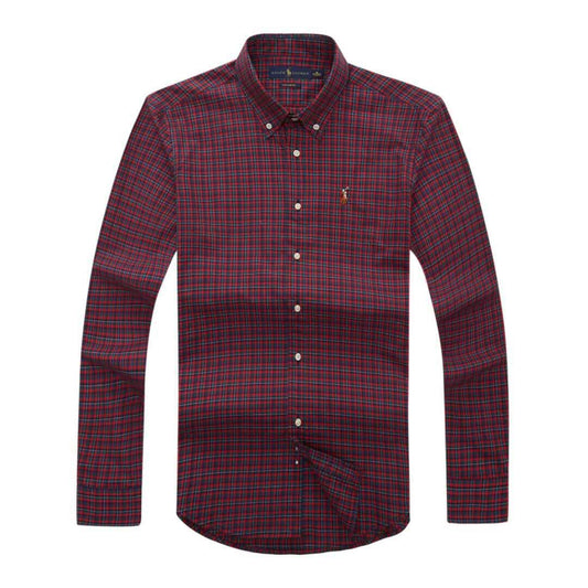 RL Button-Down Crest Logo Longsleeve Shirt Red - Obeezi