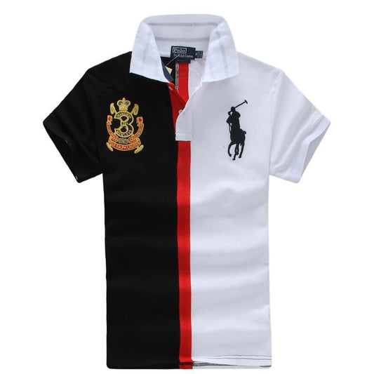 RL Challenge Aero Cup White/Black with Red Stripe Short Sleeve Polo - Obeezi