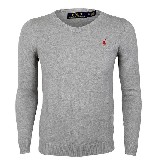 RL Classic Small Pony Ash V Neck Cardigan - Obeezi