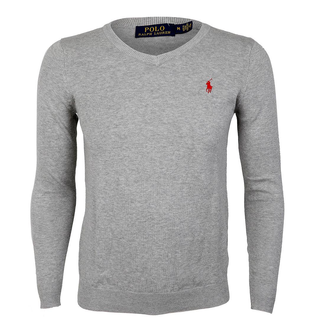 RL Classic Small Pony Ash V Neck Cardigan - Obeezi