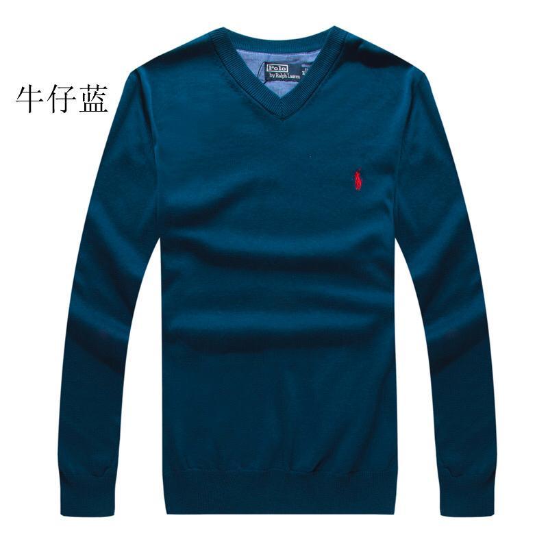 RL Classic Small Pony Denim Blue Cardigan - - Obeezi