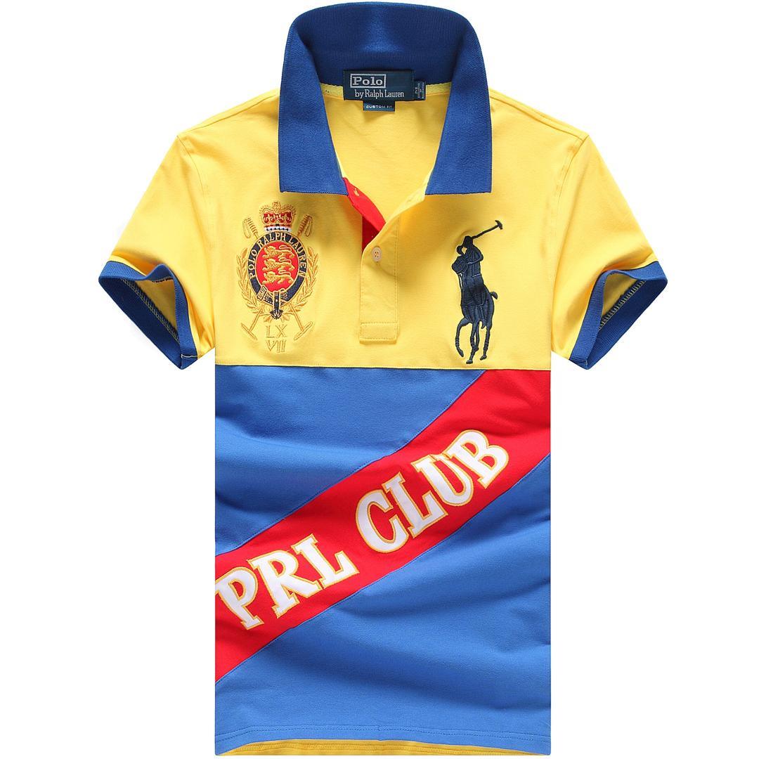 RL Club Big Pony Men's Polo Custom-Fit Yellow/Red polo Shirt - Obeezi
