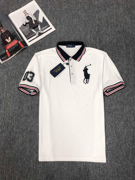 RL Custom Fit Athletic Division With Number Design White Polo - Obeezi