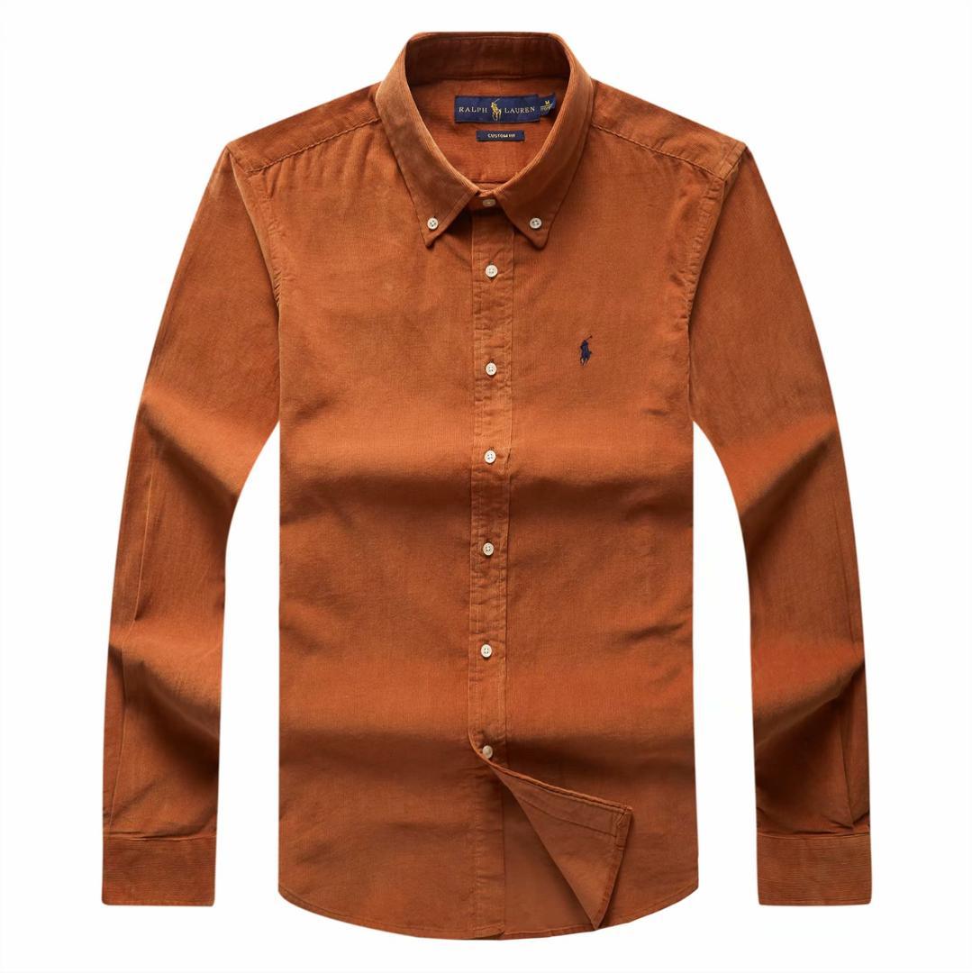 RL Custom Fit Brown Suede Long-Sleeve Shirt With Small Pony - Obeezi