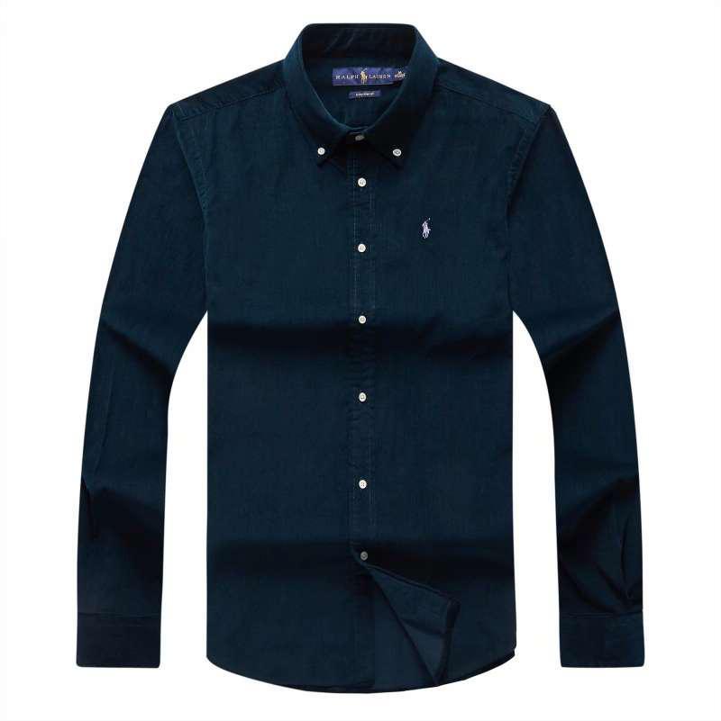 RL Custom Fit Button-Down With Small Pony Logo Deep Green Longsleeve Shirt - Obeezi
