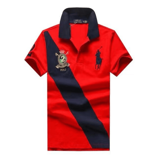 RL Custom Fit Crown Big Pony Team 2 Red And Blue Polo Shirt - Obeezi