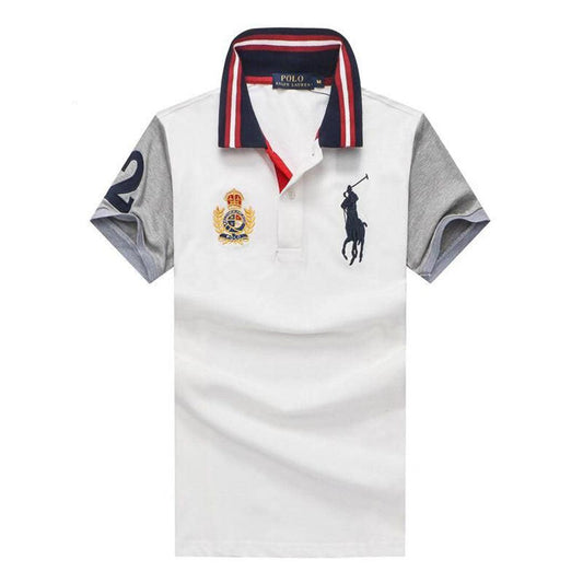 RL Custom Fit Crown Blue Big Pony HO White polo Shirt - Obeezi