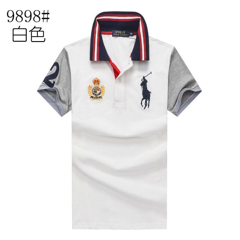 RL Custom Fit Crown Blue Big Pony HO White polo Shirt - Obeezi