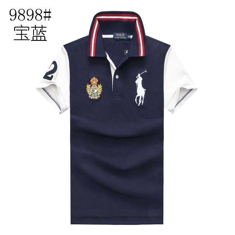 RL Custom Fit Crown White Big Pony HO NavyBlue polo Shirt - Obeezi