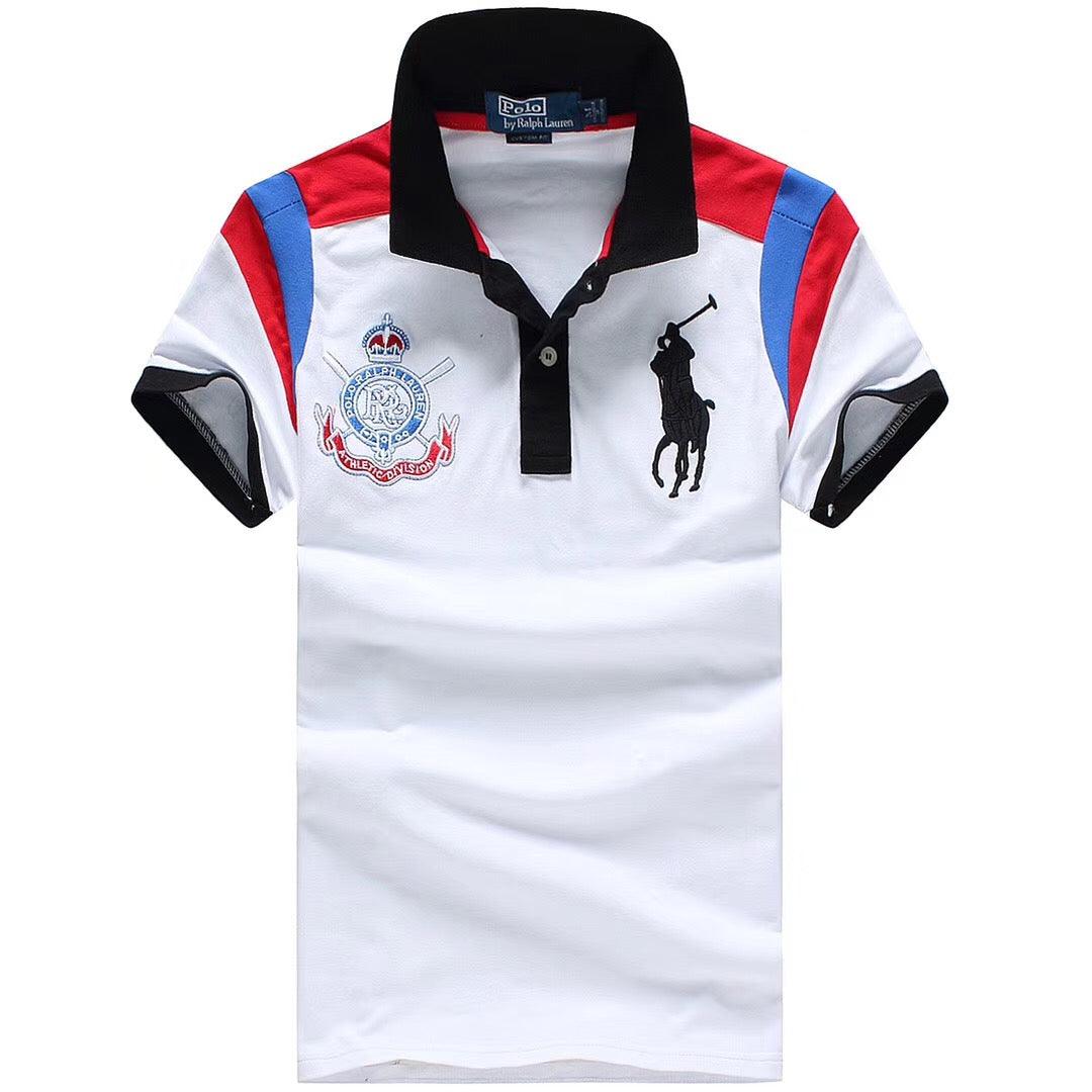 RL Custom Fitted Athlectic Division White Polo Shirt - Obeezi