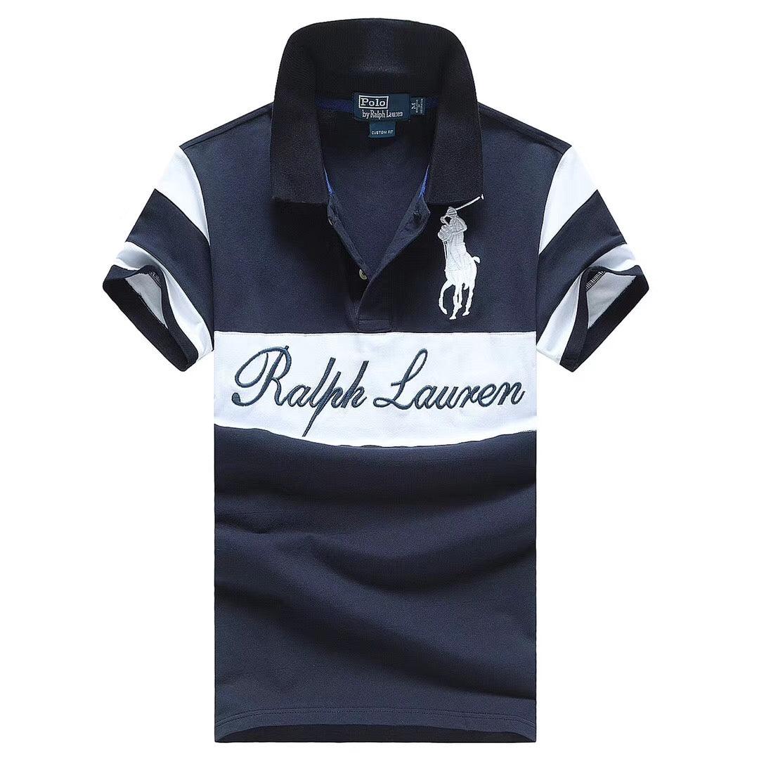 RL Custom Fitted Big Horse Plain Dual Color Navyblue White - Obeezi
