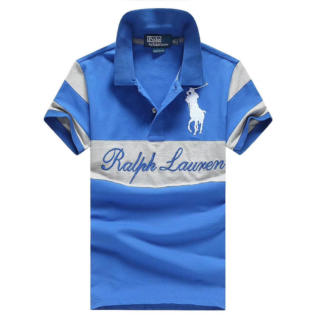 RL Custom Fitted Big Horse Plain Dual Color RoyalBlue Grey - Obeezi