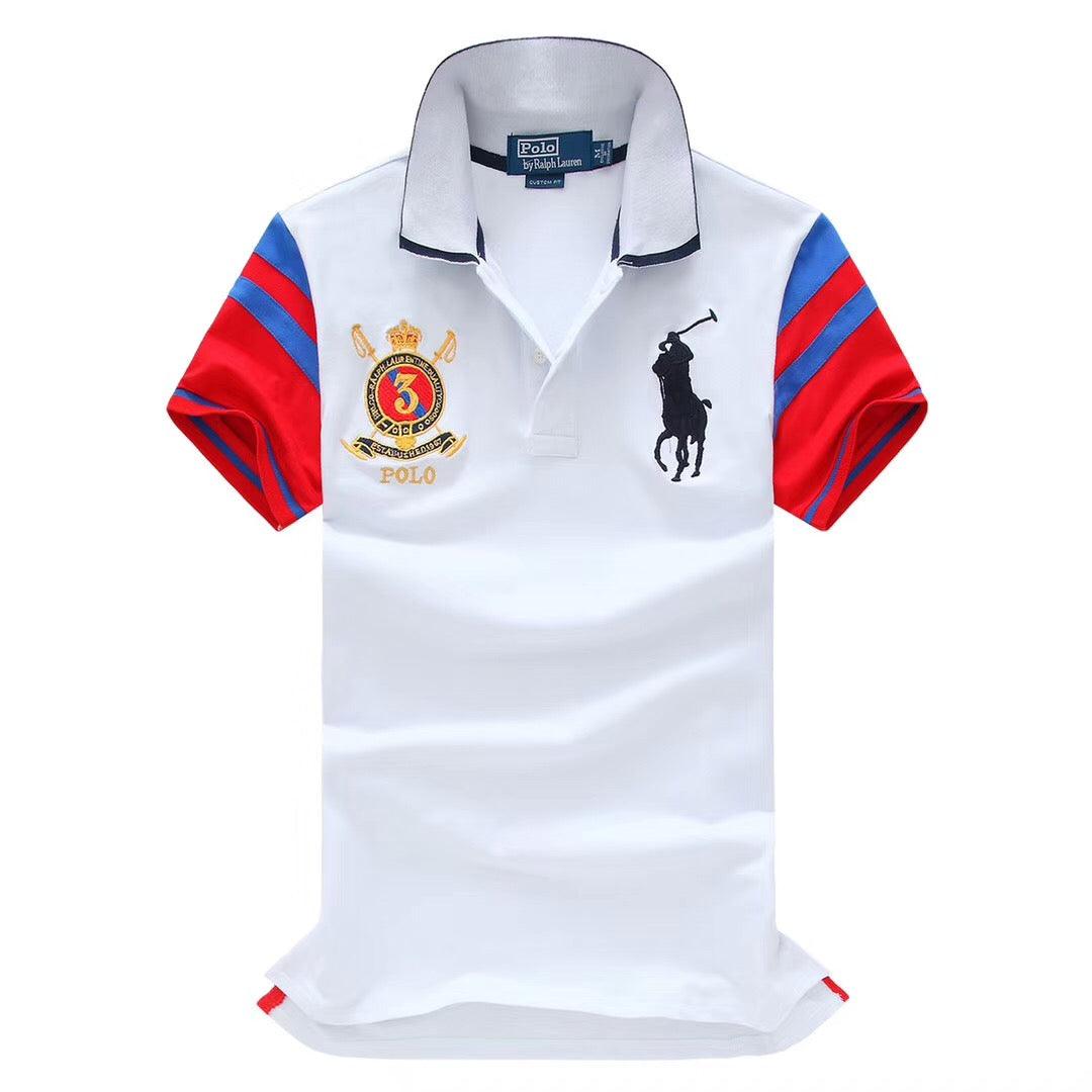 RL Custom Fitted Blanco 3 Marine 1967 White Polo - Obeezi