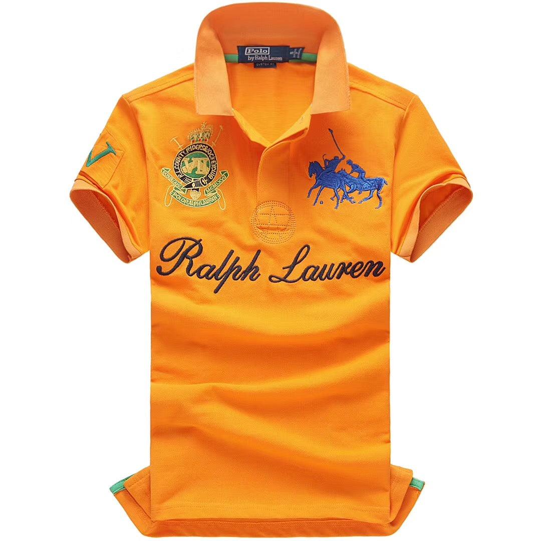 RL Custom Fitted Country Rider Jockey Club IV Orange Polo - Obeezi