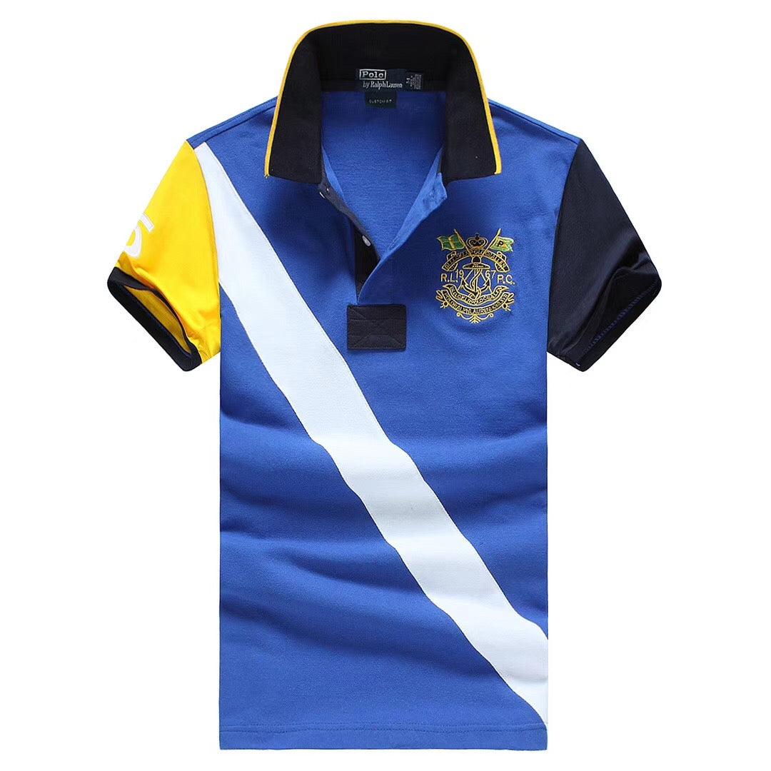 RL Custom Fitted Polo Est 1967 Blue and White Polo Shirt - Obeezi