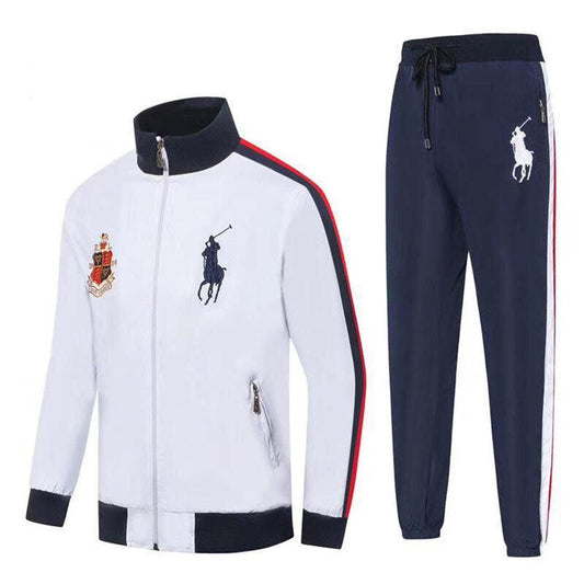 RL Fashionable Big Pony Tailored White/NavyBlue Track Suit - Obeezi
