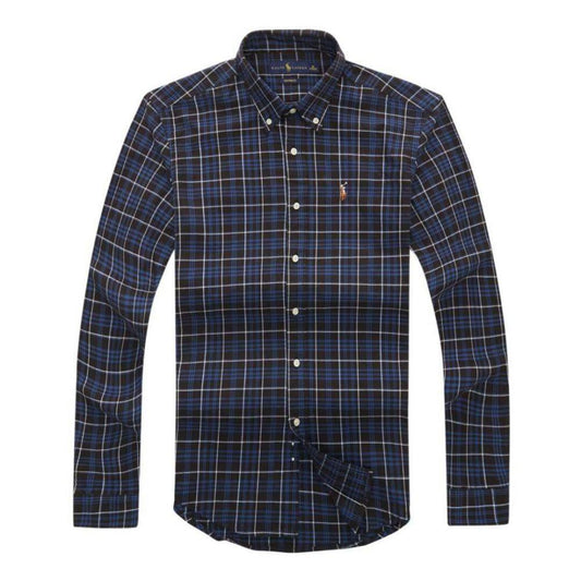 RL Long sleeve Button-Down Crest logo Navyblue Shirt - Obeezi