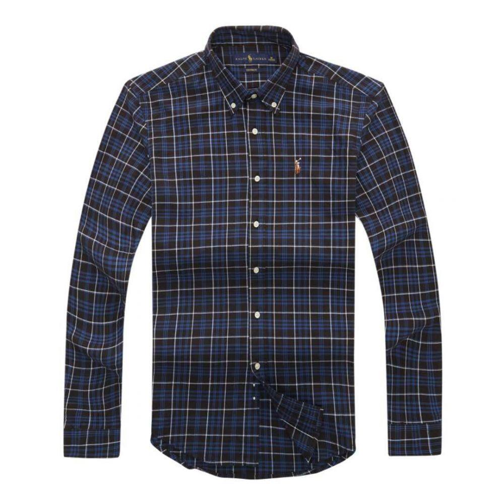 RL Long sleeve Button-Down Crest logo Navyblue Shirt - Obeezi