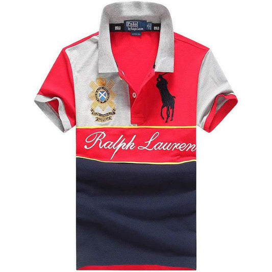 RL Men New Big Pony Polo Shirt -Red White Black - Obeezi