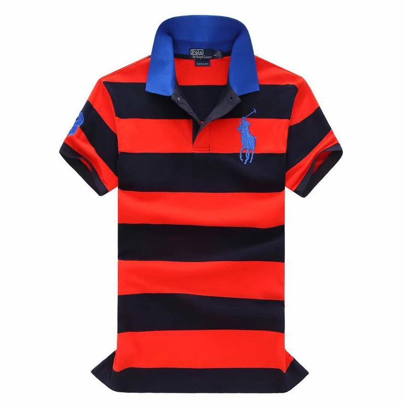RL Men's Polo Custom Fit Big Pony Polo Red and Black - Obeezi
