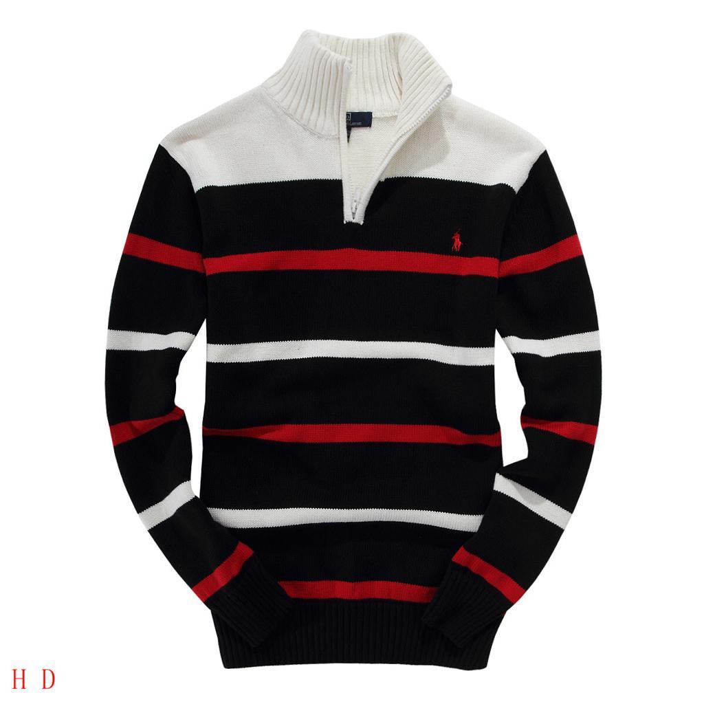RL men's sweater stripe half-zipper -Multi Color - Obeezi