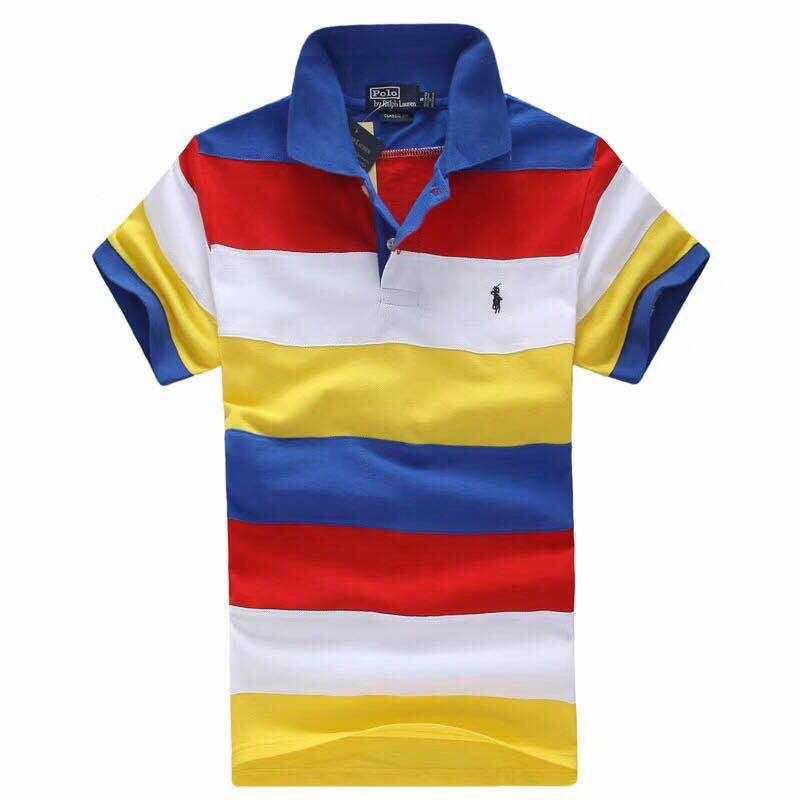 RL Men Stripe Short Sleeve Polo Small Pony Multicolor - Obeezi